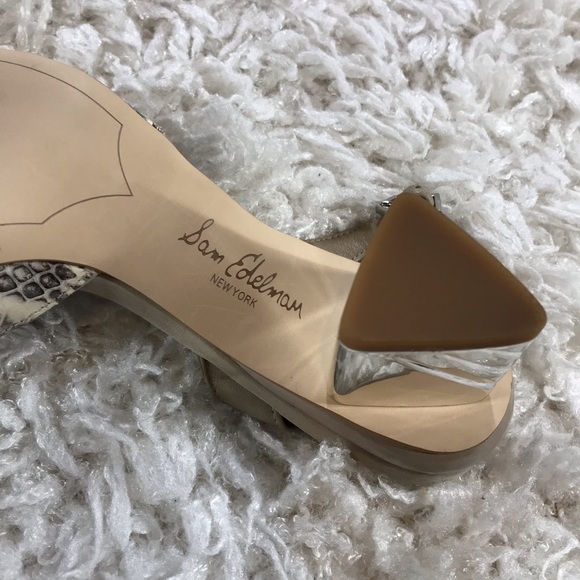 SAM EDELMAN- SNAKESKIN SLING BACK W/ TRIANGLE HEEL - Picture 5 of 12